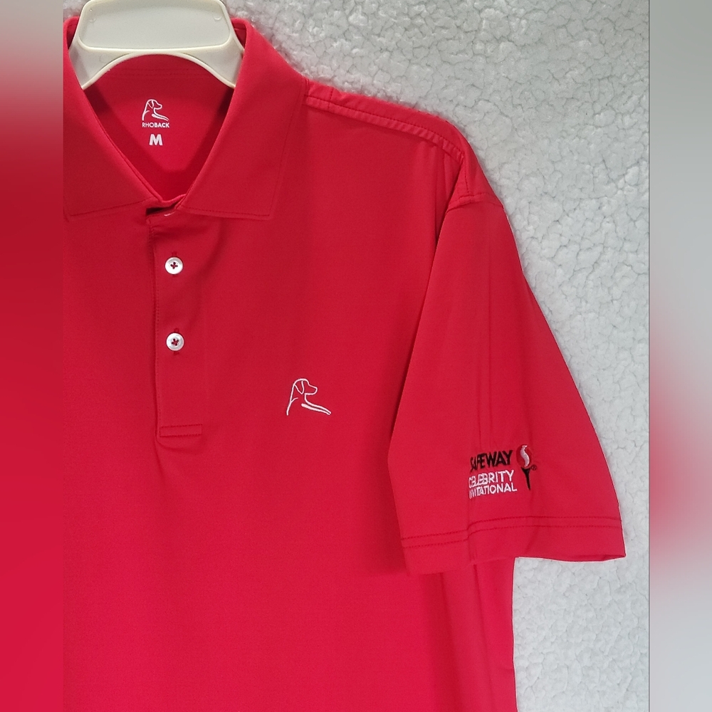 Rhoback Size Medium Vibrant Red Polo Shirt Like New - Picture 3 of 7